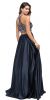 Beaded Racer Back Top Satin Long Prom Two-piece Dress back